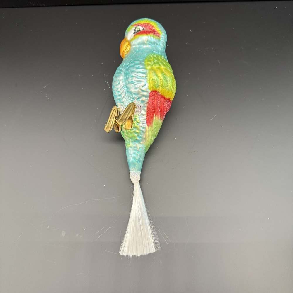 Christopher Radko Vintage 9" Polly Wanna Clip Blue Parrot Ornament RETIRED 1995